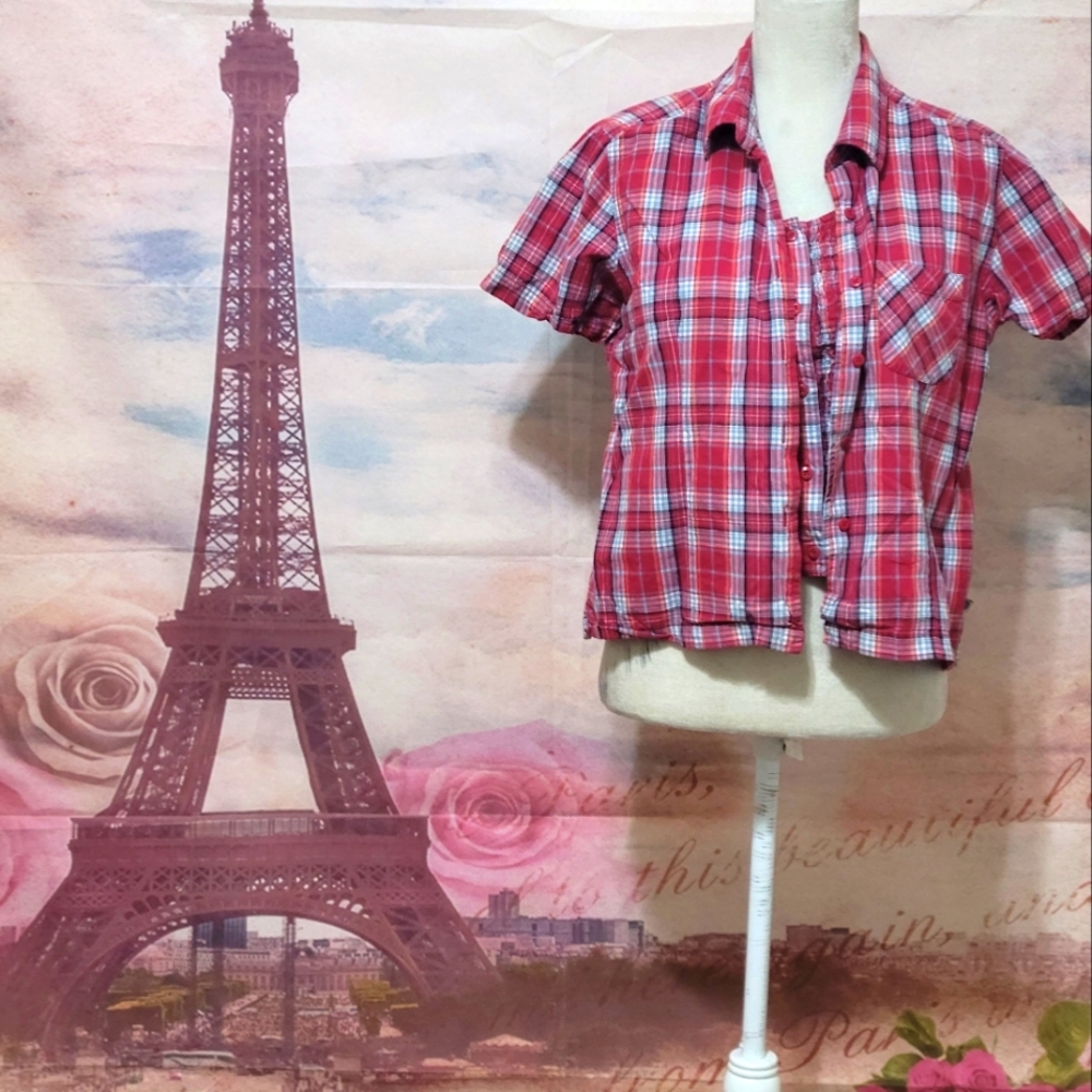 Vintage Route 66 plaid double shirt